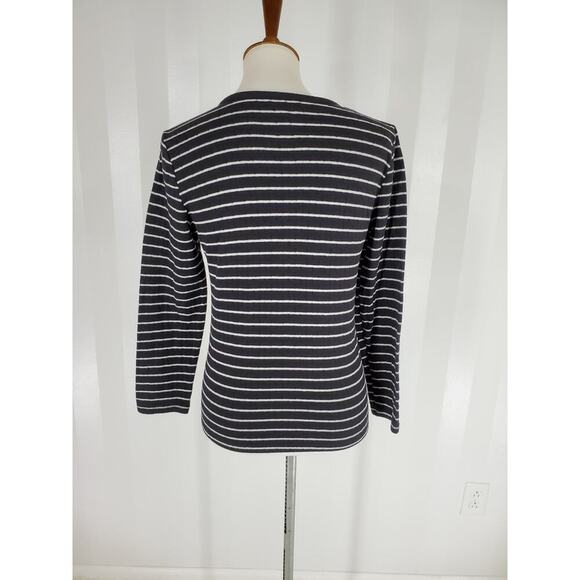 CROFT & BARROW Women's Black & White Striped Pajama Top Sz S - Picture 4 of 7